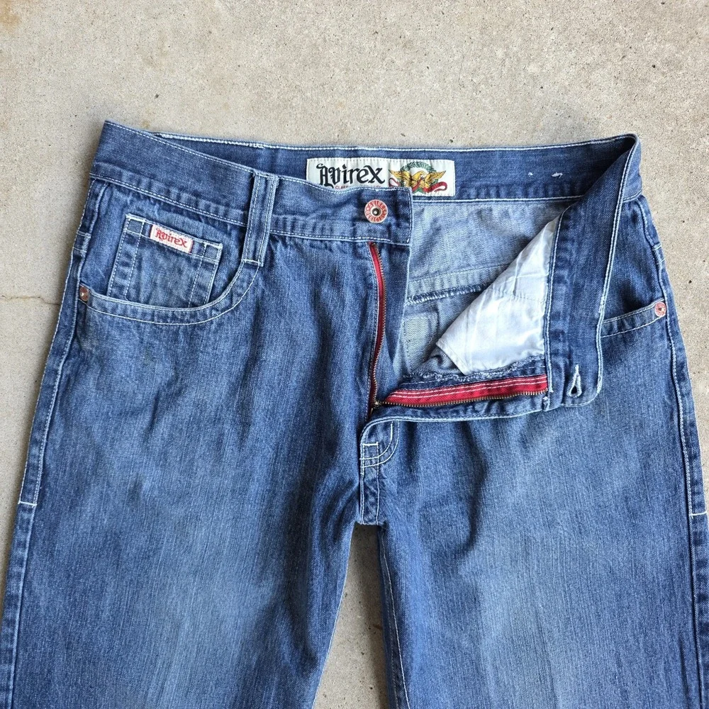 Avirex Baggy Wide Leg Jeans Size 38 (36x31) Blue Y2K Skater Grunge 90s Vintage